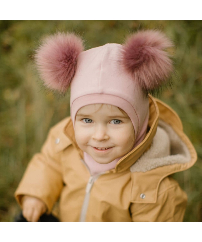 2POMPOM Balaclava (Pink with grey)