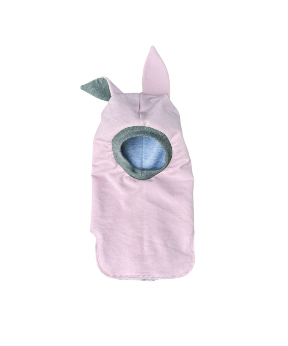 Rabbit Balaclava for girls (Dusty pink with grey)