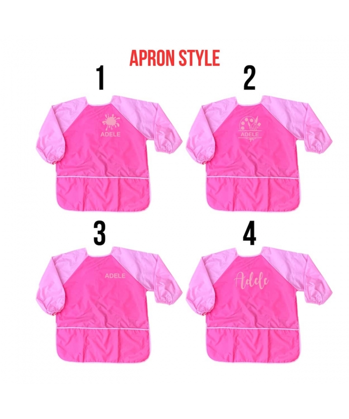 Pink custom art smock for 6-9 years kids