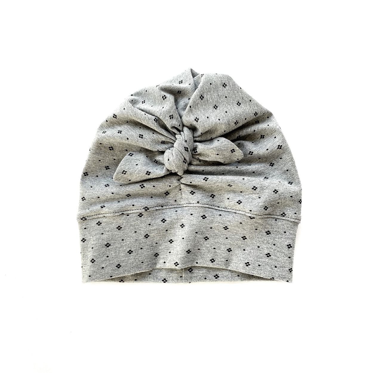 Pilka Turban kepurė su kaspinėliu (DOT FLOWER)