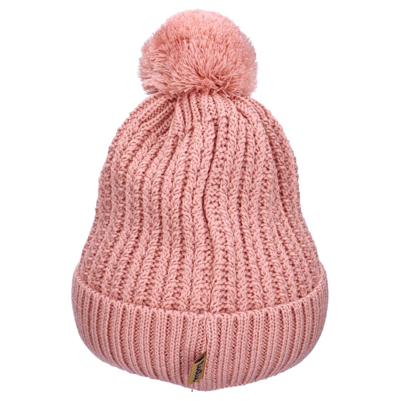 TuTu merino vilnos kepurė su bumbulu – dusty pink